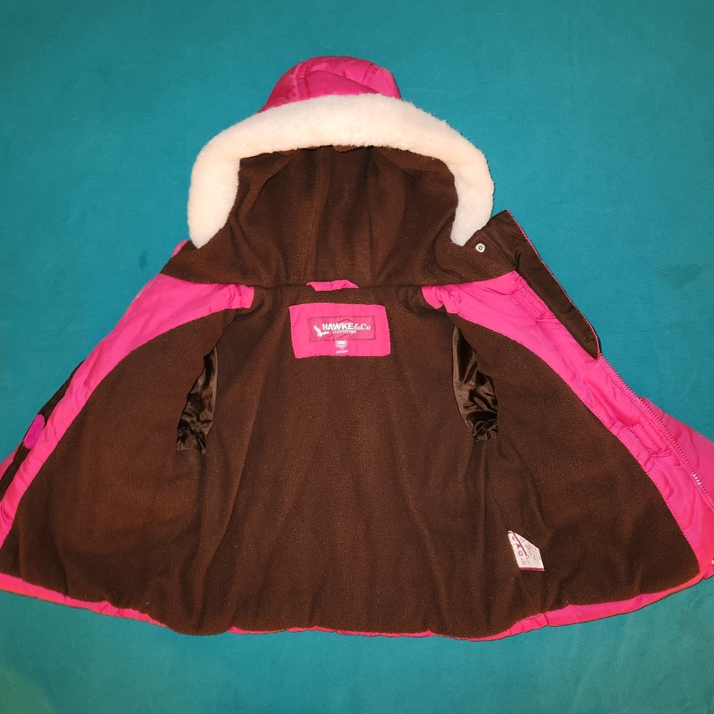 Bright Pink Hawk & Co. Outfitter puffer jacket hoodie in 18 month size - Picture 3 of 5